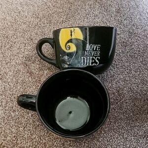 Disney Nightmare Before Christmas Jack & Sally Glass Soup Bowls With Handles